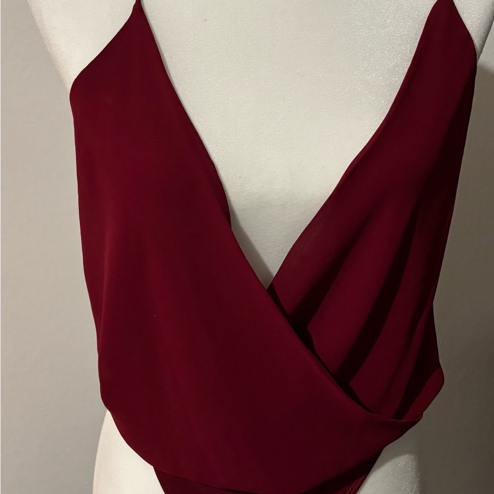Lulu's Burgundy sleeveless bodysuit top